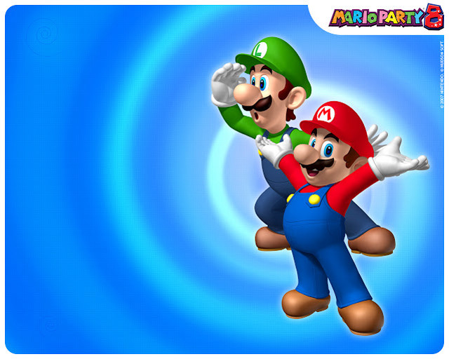 Mario luigi flying blue background free wallpaper for desktop - medium preview image