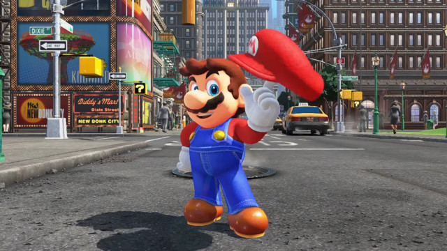 Mario running street blue overalls free wallpaper for desktop - medium preview image