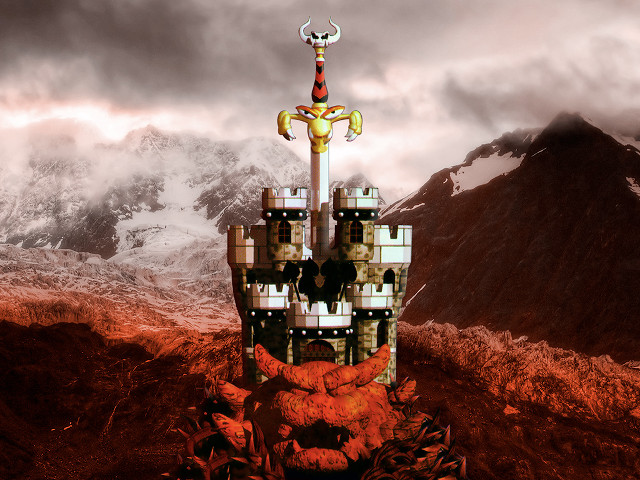 Castle tower key mountain range free wallpaper for desktop - medium preview image