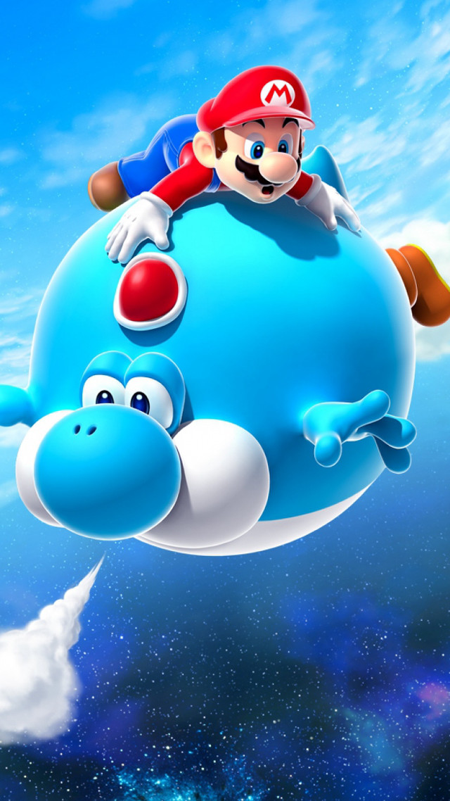 Mario flying sky constellation moon free wallpaper for mobile - medium preview image