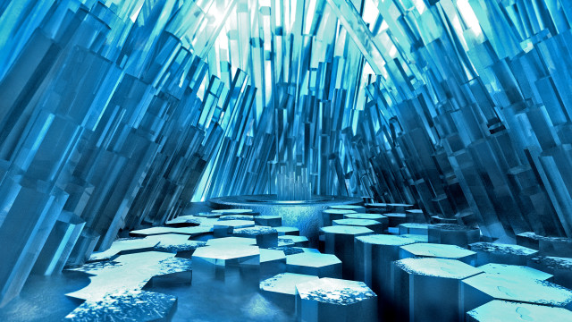 Blue glass blocks lighted ceiling free wallpaper for desktop - medium preview image