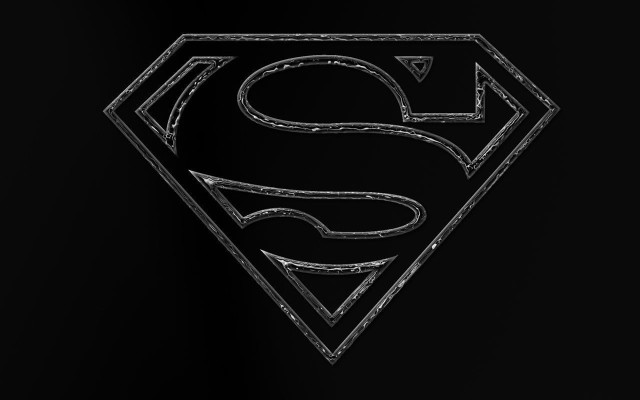 Black white superman logo outline free wallpaper for desktop - medium preview image