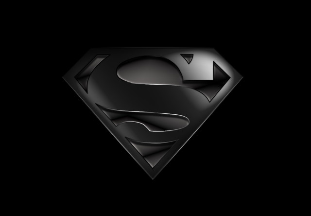 Superman logo black background silver free wallpaper for desktop - medium preview image
