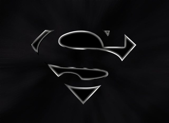 Superman symbol black background white free wallpaper for desktop - medium preview image