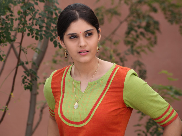 Woman green orange top tree free wallpaper for desktop - medium preview image