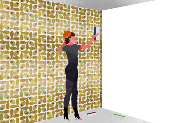 Woman painting wall brush roller free wallpaper for desktop - medium preview image