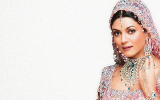 Woman pink dress headdress veil free wallpaper for desktop - medium preview image