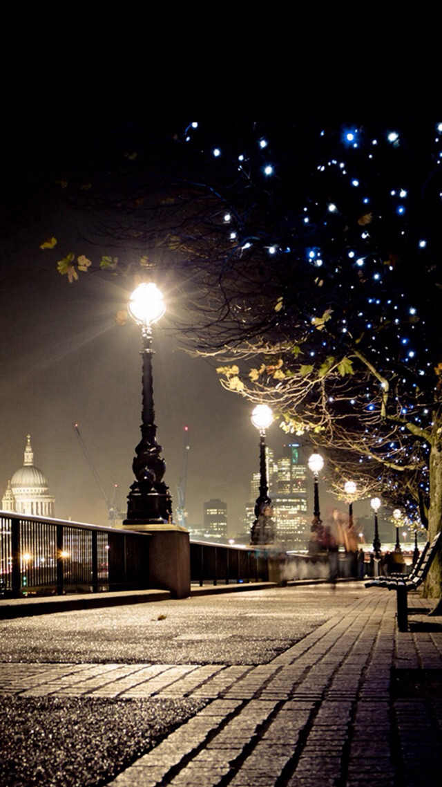Streetlight cityscape night lights bridge free wallpaper for mobile - medium preview image