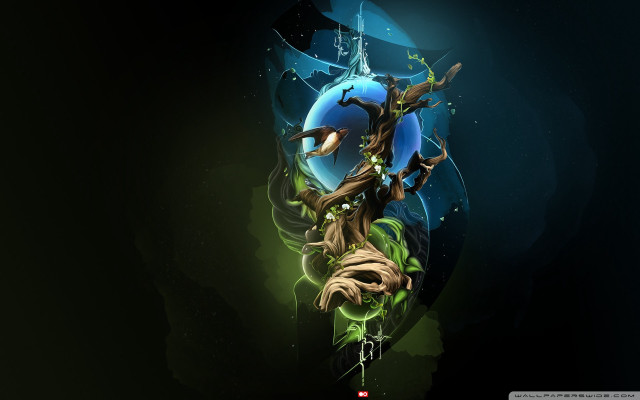 Computer screen tree blue ball free wallpaper for desktop - medium preview image