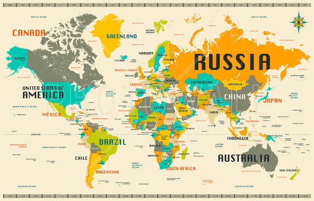World map countries names colors free wallpaper for desktop - medium preview image