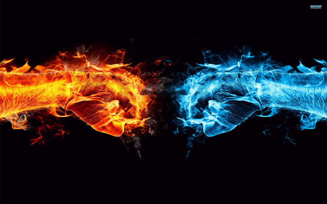 Fire ice black background blue free wallpaper for desktop - medium preview image