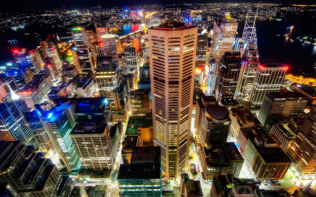 City night lights tall buildings #3 free wallpaper for desktop - medium preview image