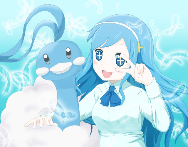 Girl blue hair dolphin blue free wallpaper for desktop - medium preview image