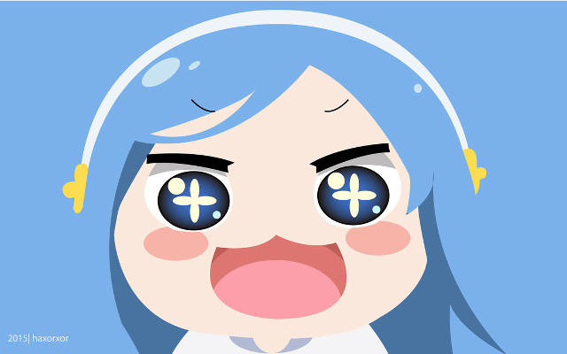 Cartoon girl blue hair wig free wallpaper for desktop - medium preview image