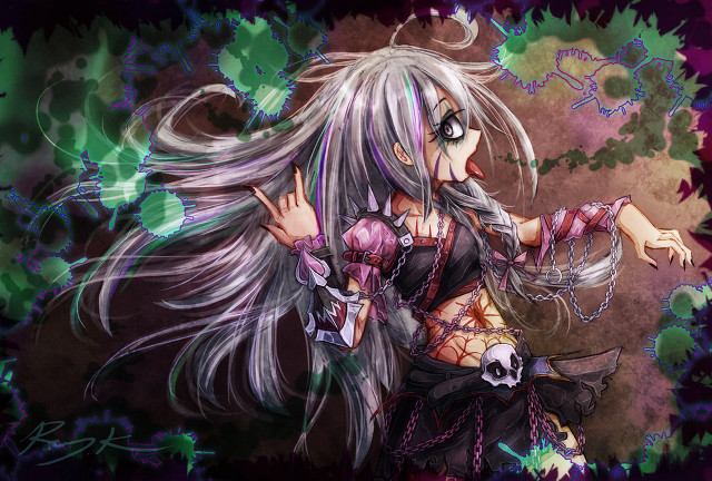 Woman long hair skull arm free wallpaper for desktop - medium preview image