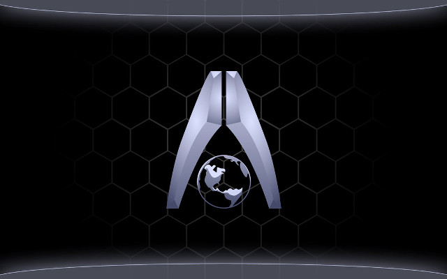 Logo globe a black grid free wallpaper for desktop - medium preview image