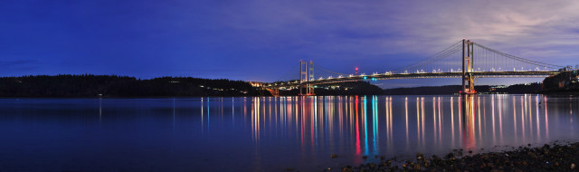 Bridge water night lights clouds #2 free wallpaper for desktop - medium preview image