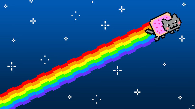 Pixelated rainbow cat mouse image free wallpaper for desktop - medium preview image