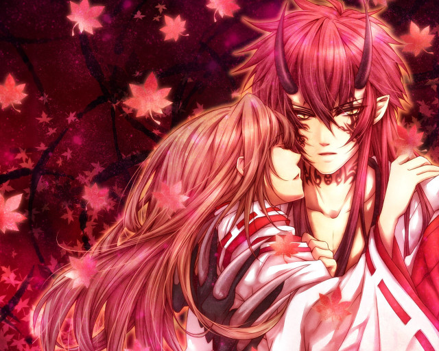 Anime couple hugging tree stars free wallpaper for desktop - medium preview image