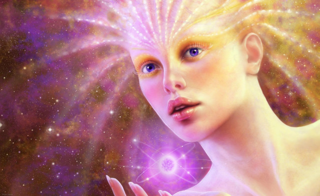 Woman starburst face hands in free wallpaper for desktop - medium preview image