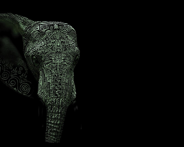 Elephant pattern trunk dark night free wallpaper for desktop - medium preview image