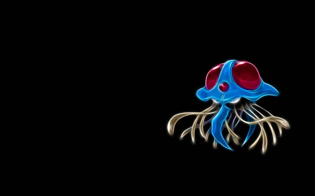 Blue red jellyfish floating dark free wallpaper for desktop - medium preview image