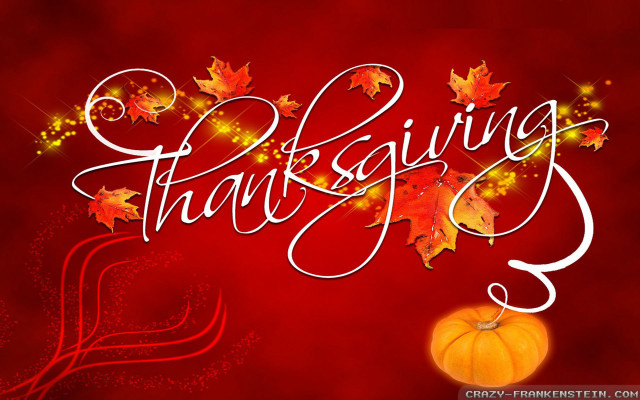 Thanksgiving greeting pumpkin leaves autumn free wallpaper for desktop - medium preview image