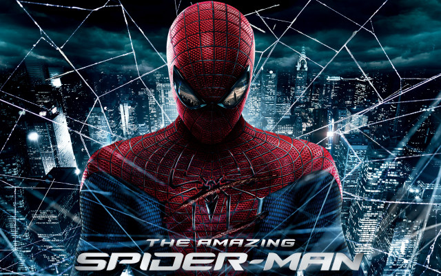 Spider man poster city background free wallpaper for desktop - medium preview image