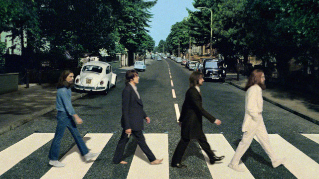 Beatles crossing street cars people free wallpaper for desktop - medium preview image