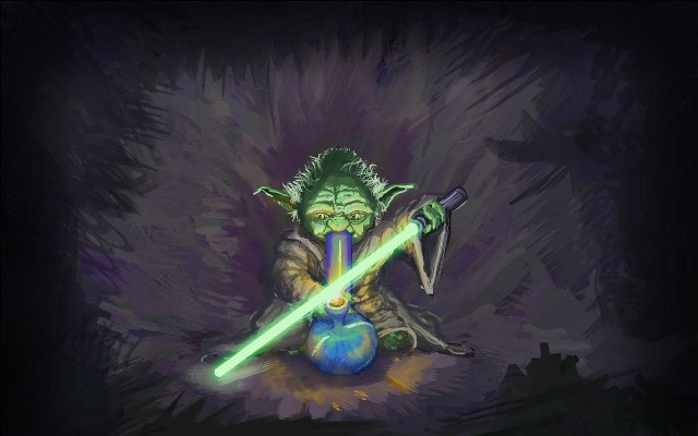 Yoda glowing sword blue liquid free wallpaper for desktop - medium preview image