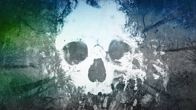 Skull trees sky green hue free wallpaper for desktop - medium preview image