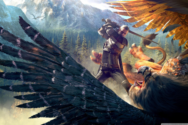 Man riding bird next to free wallpaper for desktop - medium preview image