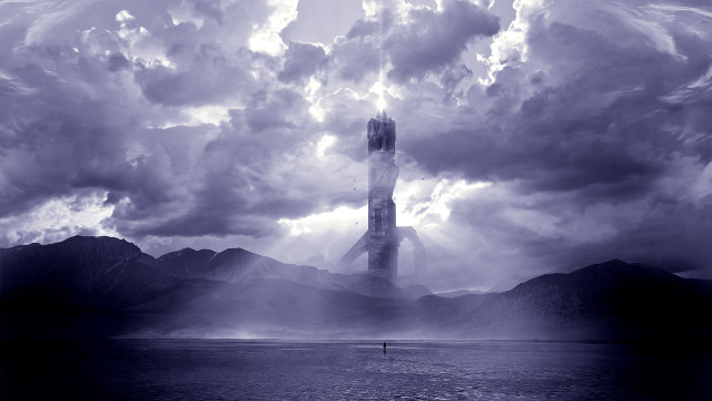 Tall tower lake cloudy sky free wallpaper for desktop - medium preview image