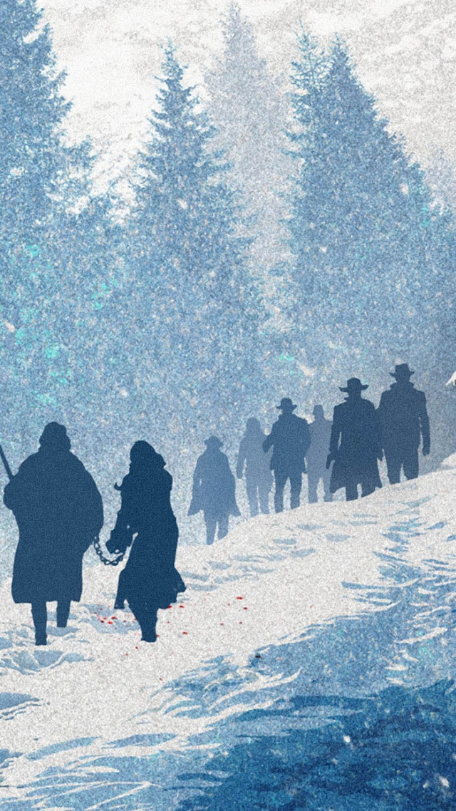 People walking snow covered forest free wallpaper for mobile - medium preview image