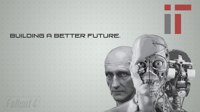Man holding robot head text free wallpaper for desktop - medium preview image