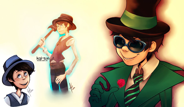 Cartoon man hat sunglasses woman free wallpaper for desktop - medium preview image