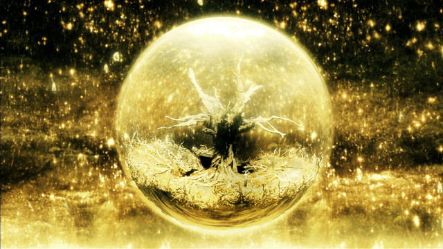 Sphere tree stars dust gold free wallpaper for desktop - medium preview image