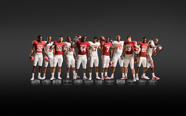 Football players standing line helmets free wallpaper for desktop - medium preview image