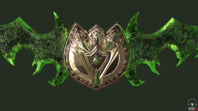 Green gold dragon emblem leaves free wallpaper for desktop - medium preview image