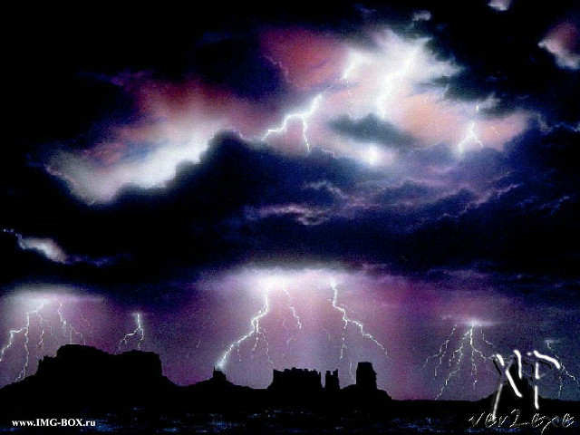 Storm lightning city mountain range free wallpaper for desktop - medium preview image