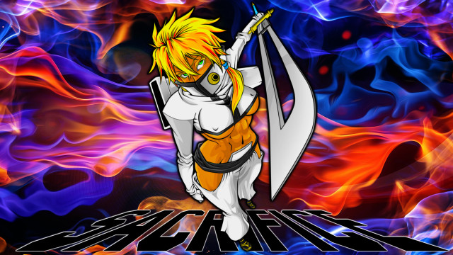 Cartoon character sword keyboard fire free wallpaper for desktop - medium preview image