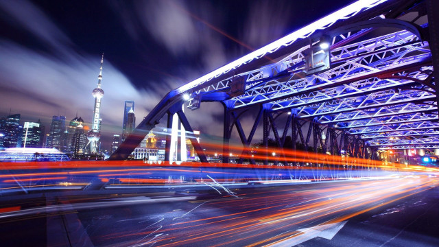 City skyline bridge streetlight night #2 free wallpaper for desktop - medium preview image