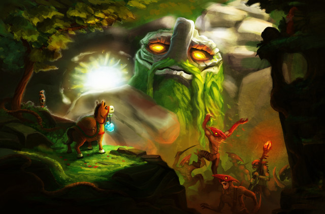 Green creature glowing eyes horse free wallpaper for desktop - medium preview image