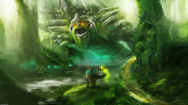 Creature man dog forest glowing free wallpaper for desktop - medium preview image