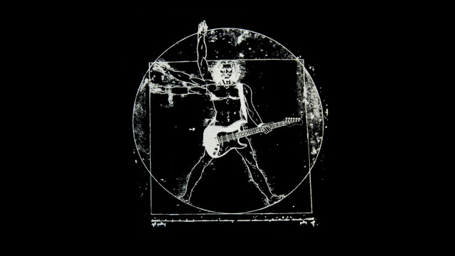 Man playing guitar circle black free wallpaper for desktop - medium preview image