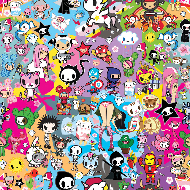 Cartoon characters pattern wallpaper pop free wallpaper for tablet - medium preview image