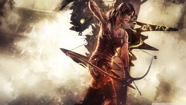 Woman archer demon foreground background free wallpaper for desktop - medium preview image