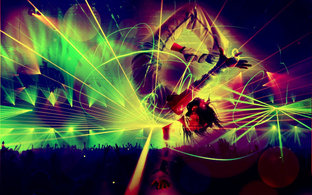 Dancing lights microphone person background free wallpaper for desktop - medium preview image