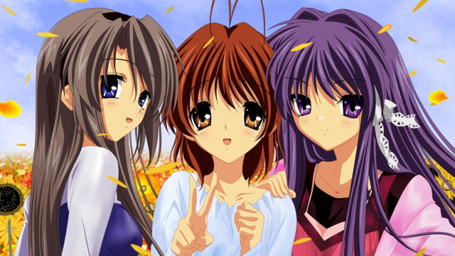 Anime girls field flowers thumbs free wallpaper for desktop - medium preview image