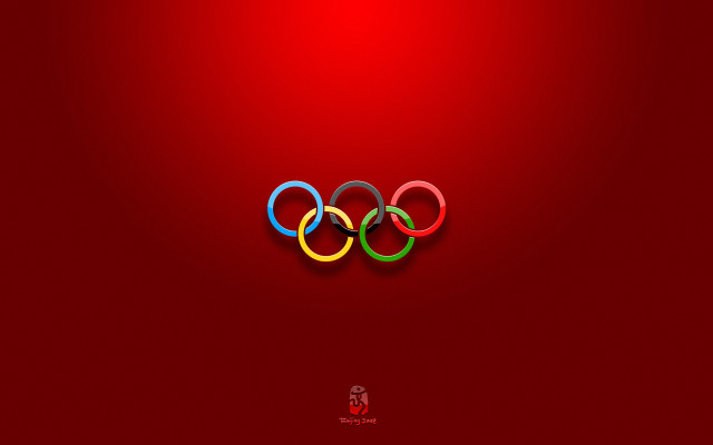 Red background olympic symbol white free wallpaper for desktop - medium preview image